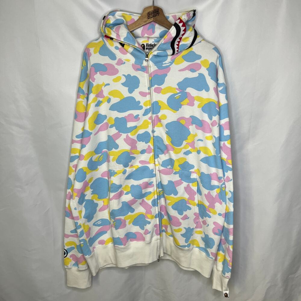 BAPE A Bathing Ape Nigo Cotton Candy Shark Full Zip Up Hoodie SS21 size XXL